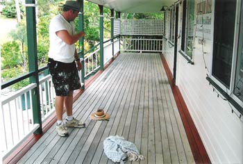 Cleaning decking - before